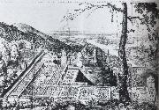 Salomon de Caus Bird-s-eye view of the Palatine garden at  Heidelberg oil on canvas